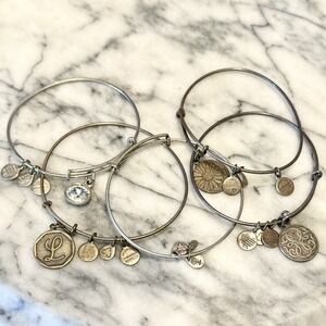 LOT of 5 Alex And Ani Charm Bangle L Bracelet + Energy Technology‎ Copper Silver
